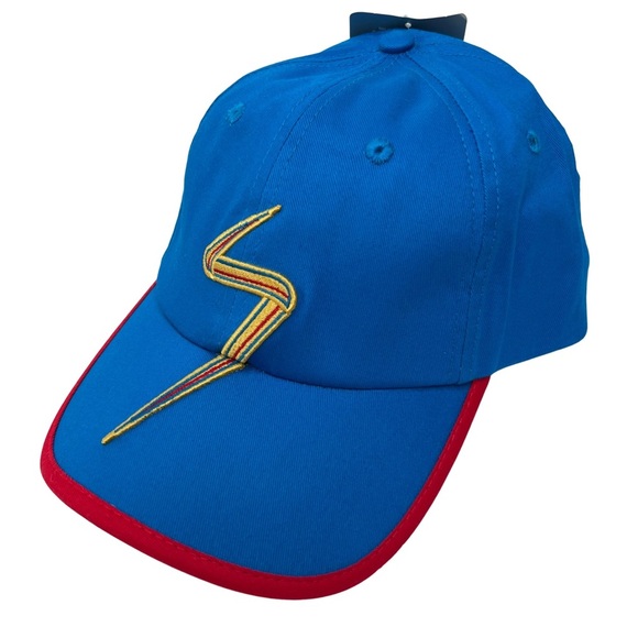 Disney Store New Ms. Marvel Logo Cap Baseball Hat Adults Blue Gold Red OS NWT - Picture 1 of 13